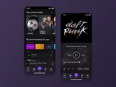 Original Music App application dark ui design mobile music ui