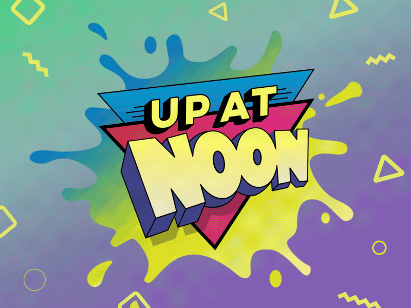 Up at Noon animation gaming gif ign logo logo design memphis motion graphics motion graphics design paint splatter retro