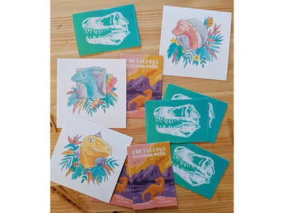 Dinosaur stickers art dinosaur hand drawn illustration stickers watercolor