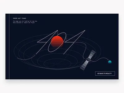 Dark Space Trip - 404 Error Page Not Found 404 404 error 404 page dark desktop error fade illustration interface lines planet retro retro design satellite sonar space strokes ui web