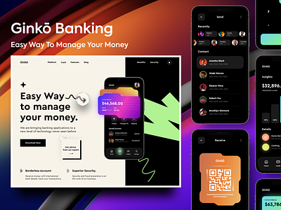 Ginko Banking Project. animation banking banking app banking web branding card colour dashboard financial app fintech minimal mobile app mobile app design mobile design mobile ui orix sajon ui user interface web