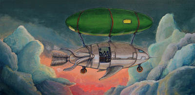 Zeppelin Fish acrylic paint fish illustration zeppelin