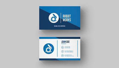 RabbitWorks Business Card blue branding businesscard color formal it logo minimal rabbit tech