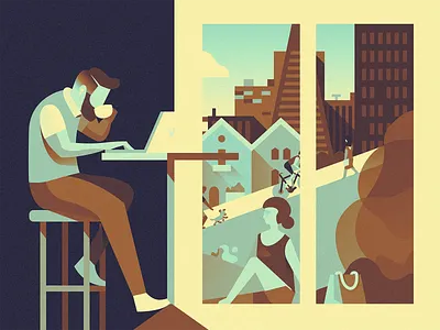 βοΈ apple art coffee illustration macbook man people san francisco ted