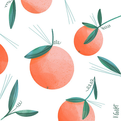 Petites clémentines - surface pattern clementine dishware fabric fruit orange pattern plate wallpaper