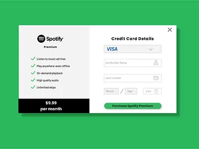 Checkout Page // Daily UI 002 design flat illustration minimal spotify ui ux website