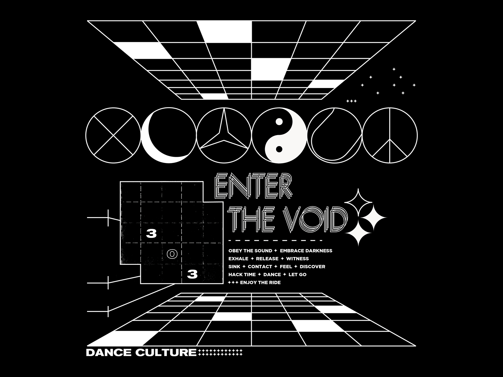 ENTER THE VOID acid dance design illustration music poster rave screenprint techno