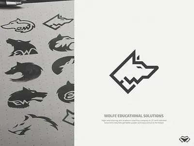 Ernest Wolfe - Wolfe Educational Solutions Logo business classy corporate design e w logo e w logo ew initials ew logo ew monogram icon logo logo mark logotype modern monogram sketch sketches w letter logo wolf wolf logo wolves