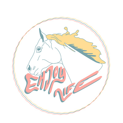 Enjoy Life - Typographic Illustration art character color design drawing horse illustration illustrator lettering type typography vector wavey words to live by