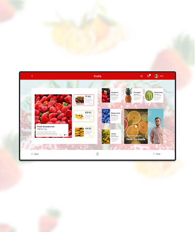 Fruits app cart design fruit interaction design sale strawberry ui ux web