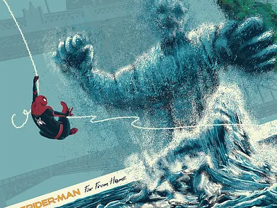 Spider-man Far From Home Fanart alternative movie poster avengers digital art digital painting disney fanart illustration marvel movie movie poster movie posters mysterio poster spiderman spiderverse