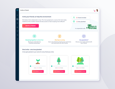 Invite your friends - Referral Page for StudySmarter application clean design elearning environment friends invite minimal referral ui ux webapp