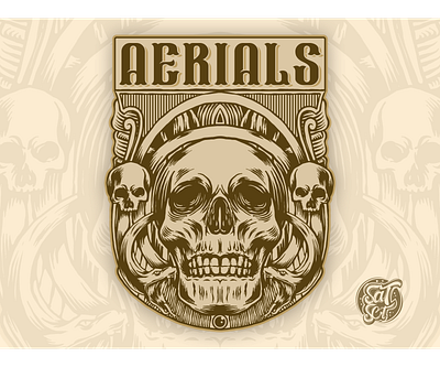 aerials branding design drawingart illustration illustrator lettering logo skull skull art type typography vector