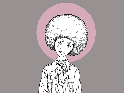 Angela Davis - BALiH black and white draw drawing feminism history illustration illustration art ink pen photoshop pink portrait portrait art sketch sketchbook social justice