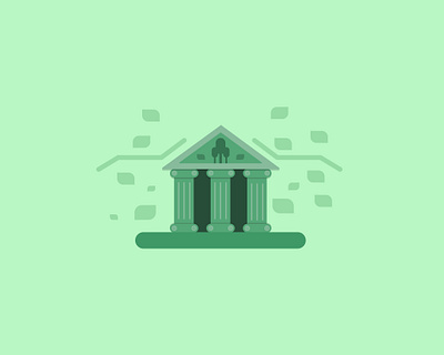 Nature Temple columns design flat flat shadows flatdesign green illustration leaves nature temple trees vector very green