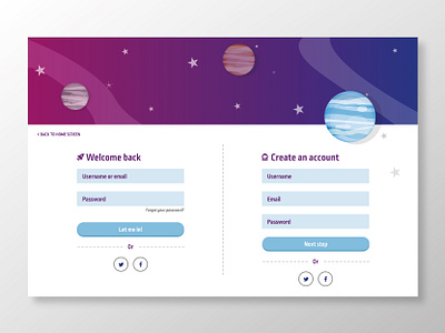 Daily UI #001 - Sign up page daily ui 001 gradient login planet sign up ui ui design uidaily uidailychallenge ux vector