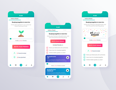 Invite your friends - Referral Page for StudySmarter app application clean environment friends incentive invite mobile referral ui uidesign uxdesign