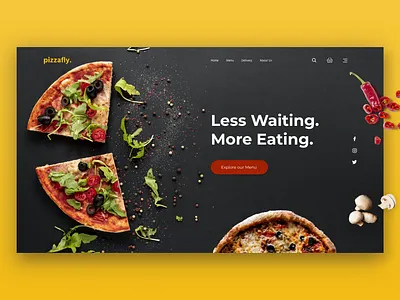 Pizzafly - Pizza delivery site ecommerce shop food food website landingpage pizza website ui ui design ux ux ui web