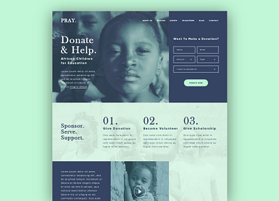 PRAY, Education Fundraising africa charity children design donation education fund fundraising graphic design landing page scholarship sponsor ui user experience user interface ux volunteer web web design website