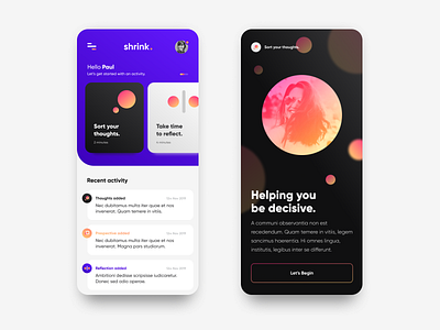Shrink. - App Screens brand branding design logo typography ui vector website wip