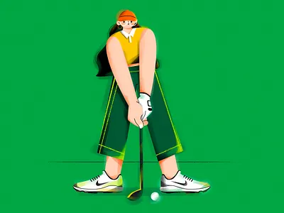 I.(Golf girl) character draw girl glasses golf graphic illustration shoes sports vector vectorart vectors