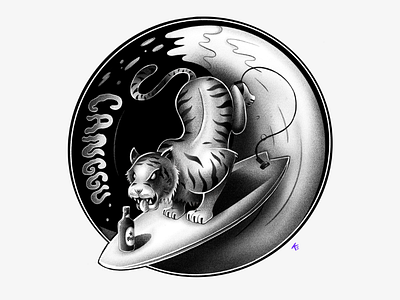 Canggu asia badge bali beer bintang blackandwhite canggu drawing grain illo illustration procreate surf surfing tiger travel wave