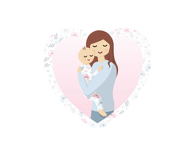 Mother Mabel art baby care character child drawing girl greetings card illustration love mom mother woman