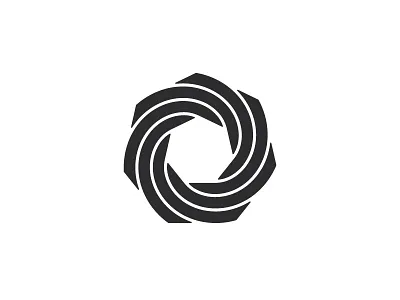 Heptaspira Logo black design geometric heptagon line logo logomark mark spiral symmetrical vector