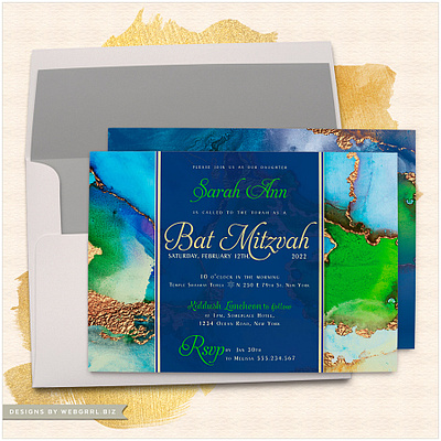 Vibrant Colors B' Mitzvah Invitations bat mitzvah invitation card invitation design print design printed invitations vibrant colors