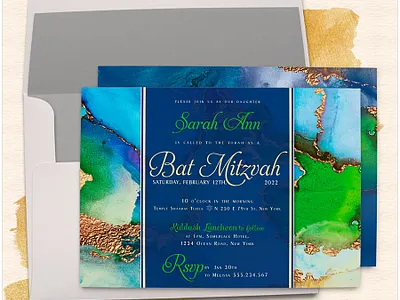Vibrant Colors B' Mitzvah Invitations bat mitzvah invitation card invitation design print design printed invitations vibrant colors