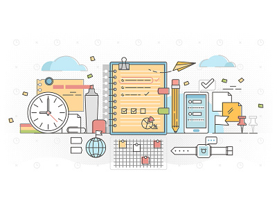 Notes concept app bookmark concept document done flat illustration mark note notebook pad paper pencil pin plan post task todo vector write