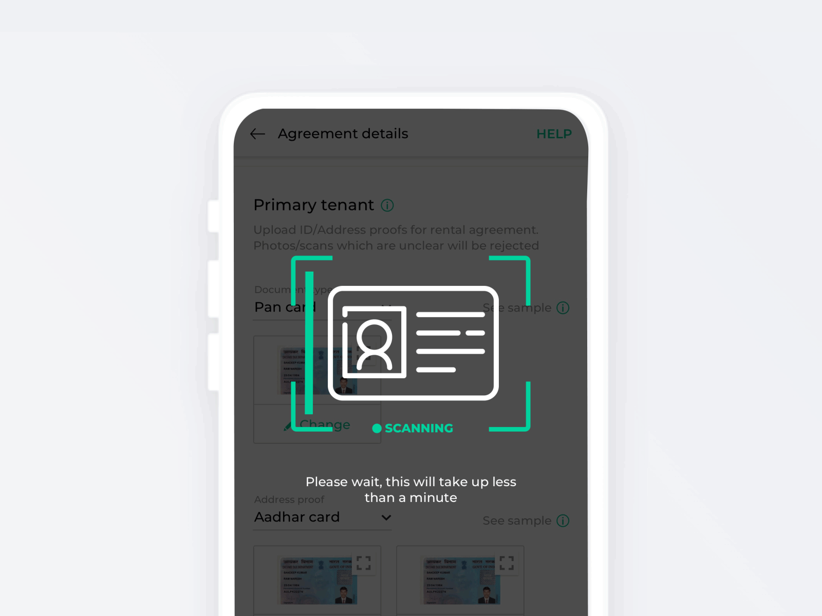 Document Scanning agreement document ekyc loader loading loading screen proof rent rentals scan scanner scanning screen submission ui