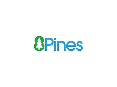 8 Pines Logo 8 pines blue brand brand identity branding design green identity design logo logomark logotype nature pine tree pines tree typography