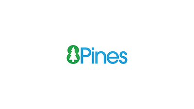 8 Pines Logo 8 pines blue brand brand identity branding design green identity design logo logomark logotype nature pine tree pines tree typography