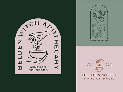 Belden Witch Apothecary Design branding design female female character hands illustration lines logo vector witch woman