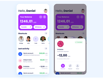 Wallet App account activity bank banking banking app dribbble money payment payment app transaction transfer wallet wallet app withdraw