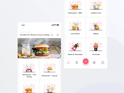 Online food ordering application branding food illustration ios apps ios design mobile app mobile design mobile icon mobile ui restaurant thin icons user experience design ux