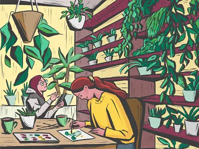 Cafe illustration art artwork character girl character illustration photoshop procreate