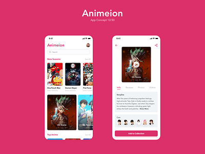 Animeion anime app branding clean design flat ios mobile typography ui ux