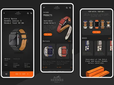 Apple Watch Hermès apple apple watch clean dark ecommerce ecommerce shop hermes orange watch