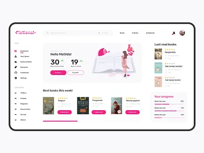 Daily UI #7 Online Library books challenge daily ui dashboard library online online shop online store site ui ui design user interface ux ux ui web design website white