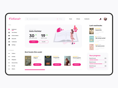 Daily UI #7 Online Library books challenge daily ui dashboard library online online shop online store site ui ui design user interface ux ux ui web design website white