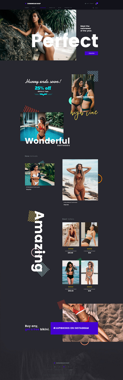 Swimwear shop website template bikini dark layout sexy shop summer swimwear template ui webdesign website wordpress wordpress template