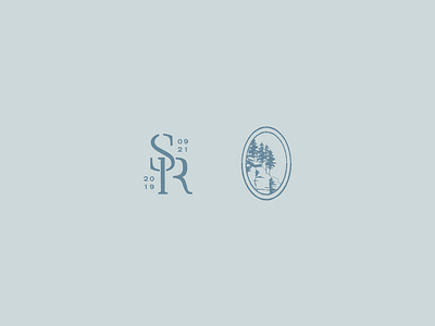 s&r | 3 badge illustration logo mark monogram monogram letter mark nature trees wedding wisconsin woods