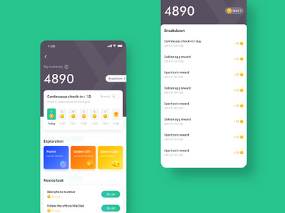 Task & check in interface app design ui