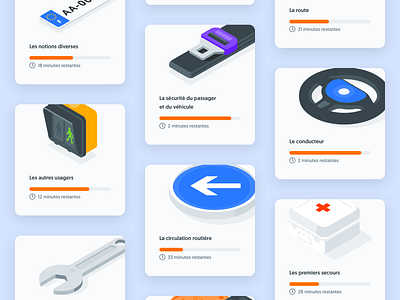 Class Cards app design car card card design cards class design drive driving illustration interface design isometric product design seat belt signs traffic traffic regulations ui ui design ui kit