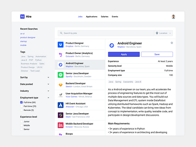 Job Search Platform - Jobs application clean ui hire interface job search minimal platform product product design recruiting search ui ux vacancy web design website concept work