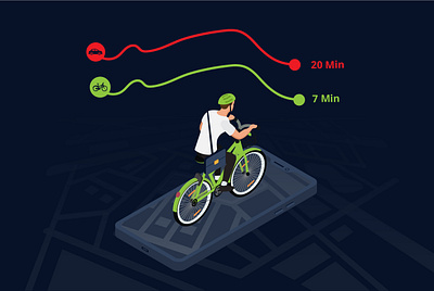 Cycling saves time! adobe illustrator design illustration isometric design isometric illustration vector