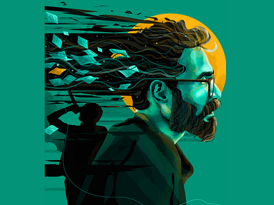 The storyteller with a vivid imagination and powerful vocals creative design green hiwow illustratio illustration instagram design love muhamed sajid