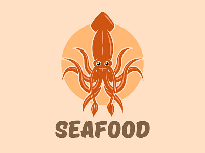 Seafood logo concept animal art branding cartoon concept design emblem food illustration logo logo design menu restaurant sea seafood squid template tentacles vector vintage